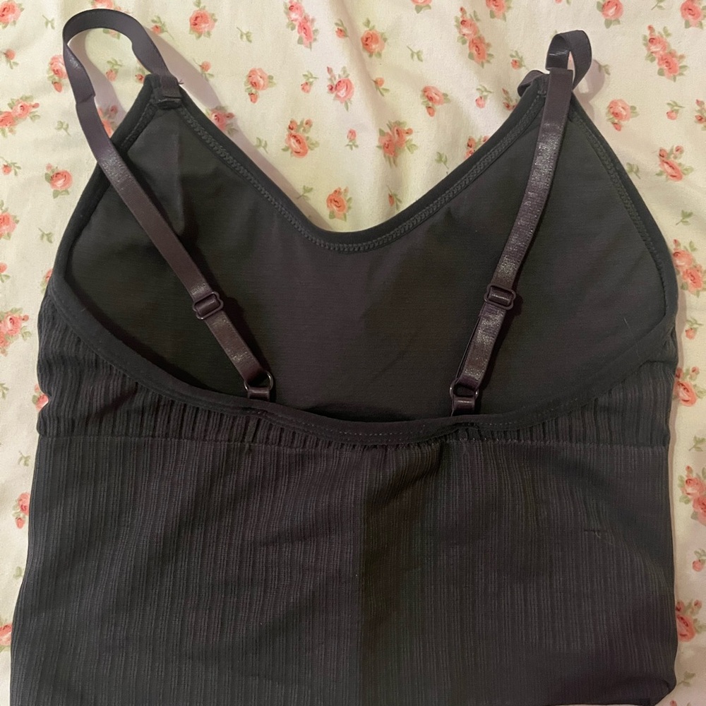 Black Ribbed Crop Top - Picture 2 of 3